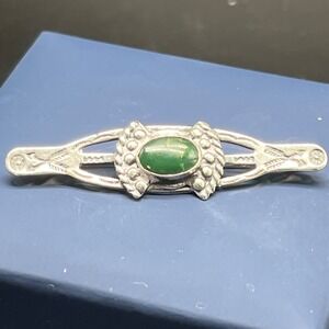 Vtg Navajo Fred Harvey Era Arrows Sterling Brooch/pin green turquoise Stamped